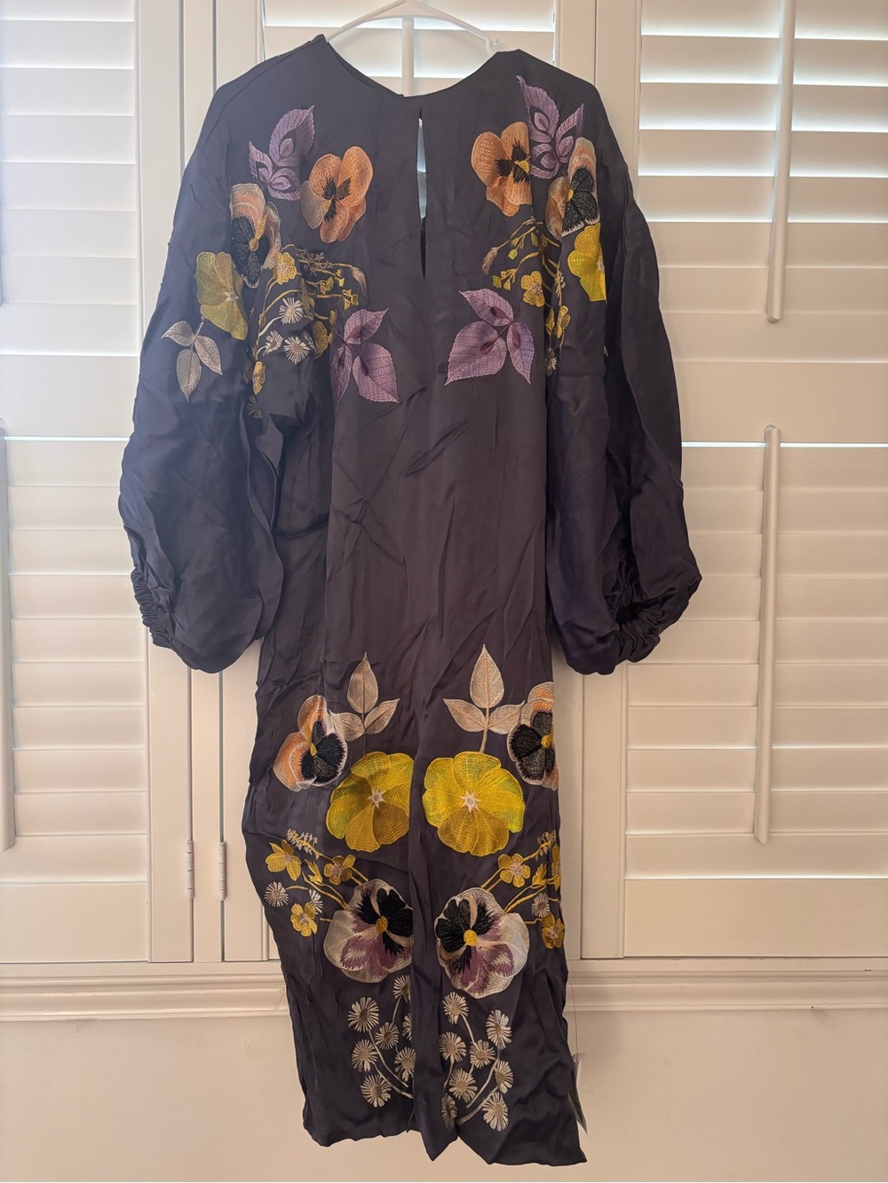 ASOS Black Embroidered Floral Long Sleeve Dress with Yellow & Purple Accents